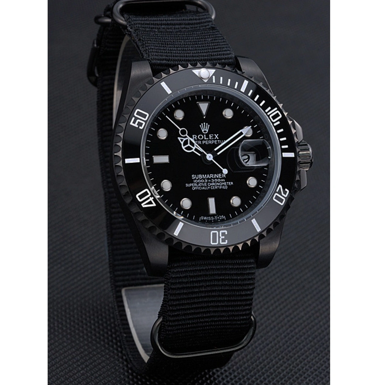 Aaa fake watches Black Strap Nylon Rolex Submariner 622006 1014